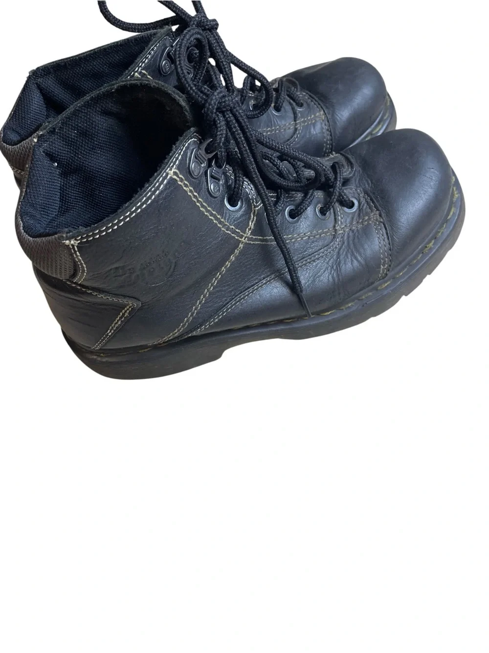 Dr. Martens Black Leather Lace-Up Ankle Boots Vtg work line 11011